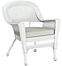 Jeco Wicker Chair with Tan Cushion, Set of 2, White/W00206-