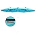 Le Papillon 15 ft Market Outdoor Umbrella Double-Sided Aluminum Table Patio Umbrella with Crank, Blue