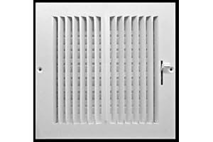 8" X 8" 2-Way-Vertical AIR Supply Grille - Vent Cover & Diffuser - Flat Stamped Face - White [Outer Dimensions: 9.75"w X 9.75