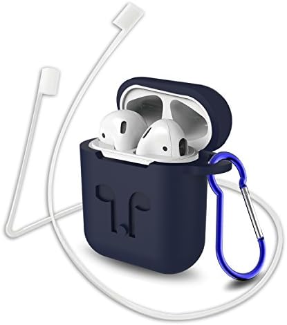 Compatible for AirPods Case with Keychain, Shockproof Protective Premium Silicone Cover Skin for AirPods Charging Case (Blue)