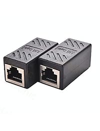 haitronic Coupler 2 Pack LAN Conector Inline Cat7 CAT6 RJ45 Cat5e Ethernet Cable extensor adaptador hembra a hembra (Negro), Negro