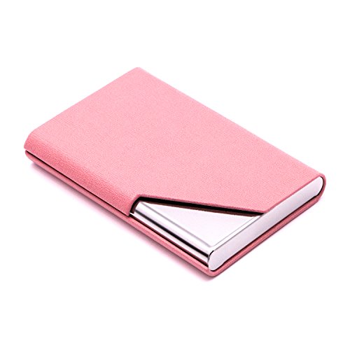 Padike Business Name Card Holder Luxury PU Leather & Stainless Steel