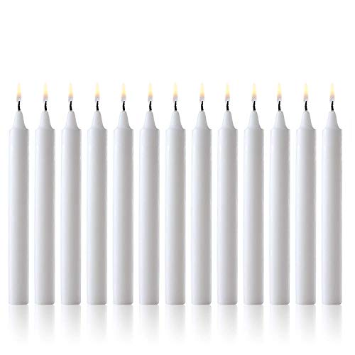 White Taper Candles Set of 60 Dripless Chimes Candles 4 inch Tall