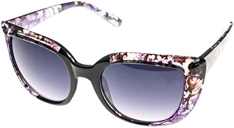 Kyara Eyewear Women's High Fashion Cateye Sunglasses With Flower Décor Smoke Lens Flower Multi Color Frames