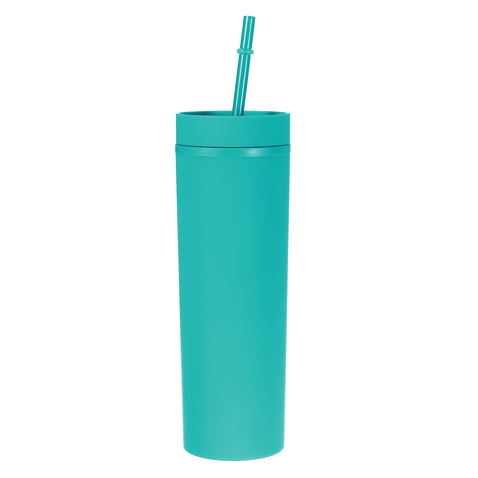 Photo 1 of uxcell Skinny Tumbler with Lids and Straws, 16Oz Matte Turquoise Skinny Tumbler Bulk, Reusable Pastel Acrylic Tumbler, Double Wall Plastic Tumbler for Cold Hot Drinks, Coffee DIY