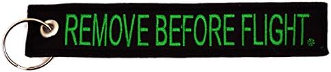 1x Remove Before Flight Black/Green Key Chain - Apex Imports