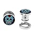 Plugs 0G Stainless Steel Screw Fit Double Flare Sugar Skull Plugs 0 Gauge (8mm) - 2 Pieces