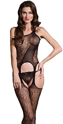 Yujiao Sexy Lace Lingerie Open Crotch Body Stocking Babydoll