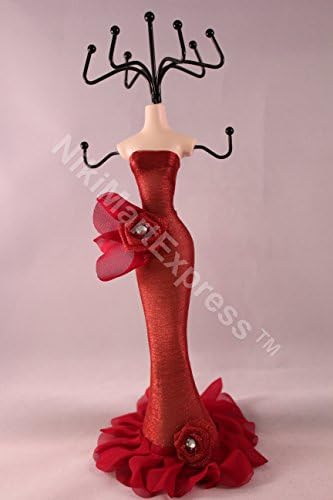 NikiKelly Sexy Rose Dress Mannequin Jewelry Earring Necklace Stand Display 10.5" (Dark Red)