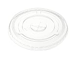 [100 Count] Clear PET Plastic Flat Lids With Straw