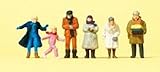 Passengers Standing in Winter Dress (6) HO Scale Preiser Models