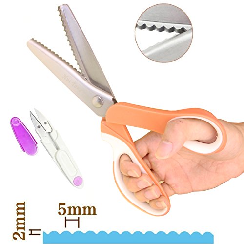 Hui Tong fabric pinking shears, sewing scissors ,Pinking Shears, pinking scissors,(5mm scalloped, Orange)