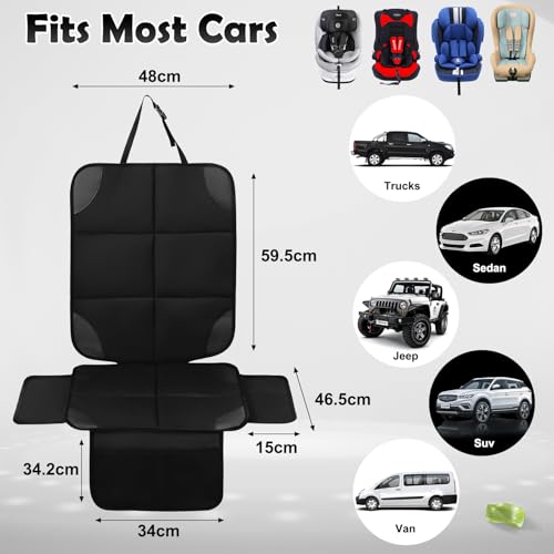 AiQInu Car Seat Protection, Waterproof Non-Slip Leather and Fabric Car Seat Protectors for Children, Compatible with 2 Storage Pockets for Suv, Sedan