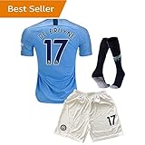 #17 DE BRUYNE Manchester City Kids/Youth Home Boys Soccer Jersey & Shorts & Socks 18-19 Season Blue