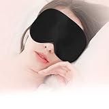 Natural Silk Sleep Mask Super-Smooth Soft Sleeping Eye Mask with Adjustable Strap (Black)