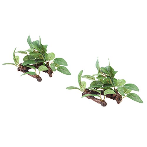 Emours Plastic Driftwood Aquarium Plant ,2- Pieces, Green