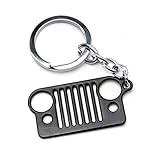 iJDMTOY (1) Matte Black Iconic Jeep Willys Front Bumper Grill Shape Key Chain Ring Keychain