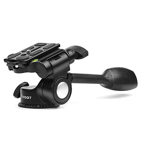 D&F Aluminum Tripod Pan Head with 360 ° Smooth Rotation Hydraulic Damping Three-Dimensional Tilt Head and Quick Release Plate for Tripod, Monopod, Slider, DSLR Camera, Camcorder - Thumbnail 6