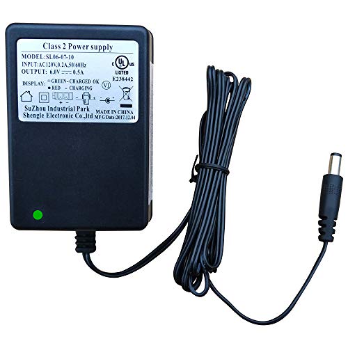 FULIHUA 6V0.5A Kids Ride On Car Charger,6 Volt Battery Charger for Kid Trax Ride-Ons Toddler Quad Hello Kitty SUV Battery Supply by Power Adapter