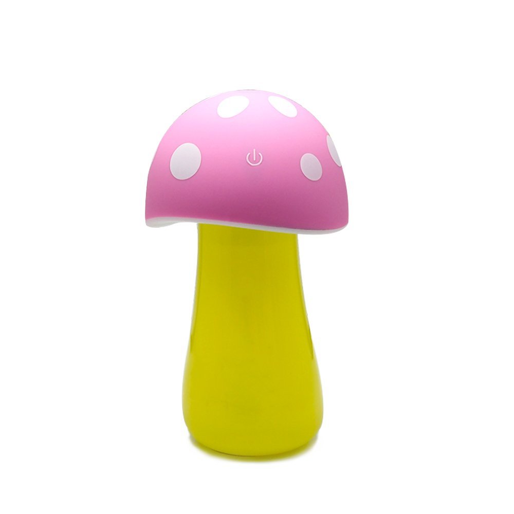 Fasthorse Mushroom Lamp Humidifier Portable USB Aromatherapy Aroma Diffuser for Office Home Travel (Pink)