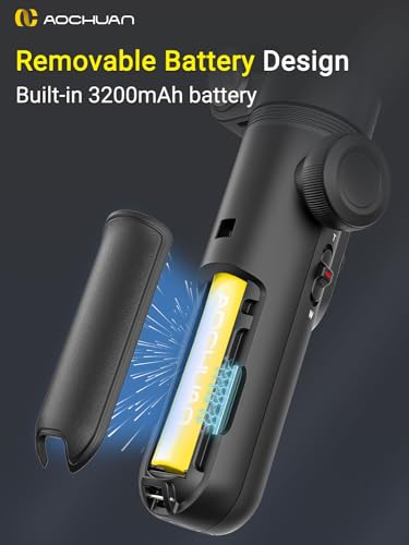 Estabilizador de cardán para smartphone, pantalla OLED con luz LED, cardán de 3 ejes, control de gestos, seguimiento facial, carga magnética, estabilizador de cardán para Android y iPhone AOCHUAN