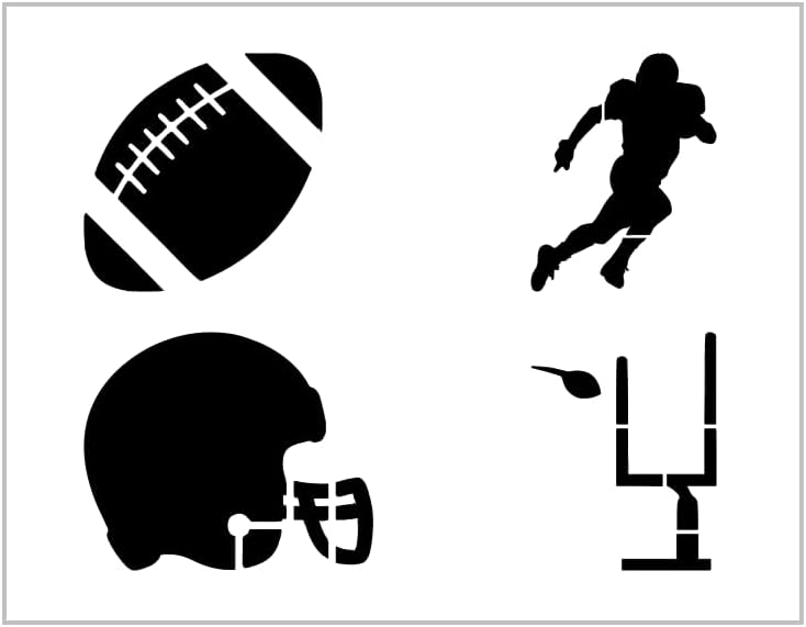 Mixed Media - Football Stencil 4 Designs Game Ball Helmet Player Goal Post 8