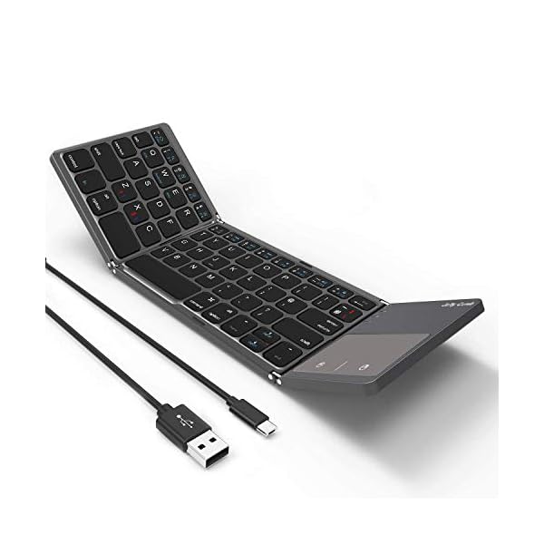 Folding-Bluetooth-Keyboard-Jelly-Comb-B003B-Rechargeable-USB-Wired-Bluetooth-Keyboard-Dual-Mode-UK-Layout-with-Touchpad-Dark-Gray-Upgraded-Version Folding Bluetooth Keyboard, Jelly Comb B003B Rechargeable USB Wired & Bluetooth Keyboard Dual Mode UK Layout with…