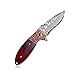 KUBEY Hunting Folding Knife Damascus Steel Blade Thumb Open Gentlemans Pocket Knife for Outdoor Camping Tactical Survival Tool(#DM082-Rosewood handle)