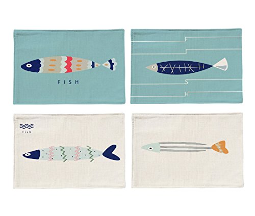 Cotton Linen Placemats Heat Insulation Table Mats for Kitchen Dining Set of 4