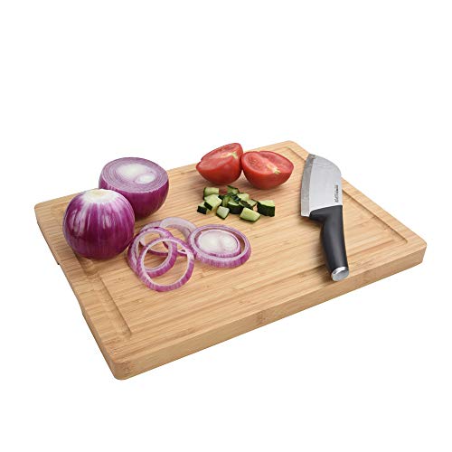 ZESPROKA Extra Large Bamboo Cutting Board (16 x 12 x 1 Inches) with Juice Grooves -Wooden Chopping Board for Meat, Vegetables, Fruit&Cheese - Non Slip & Non Stick Design- Butcher Block for Kitchen - Thumbnail 4