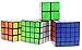Set of 4 - Speed Cubes - Cube Puzzle Blocks 3D Jigsaw Magic Twist Brain Training (Blue, Red and Green) with Stands - For All Ages