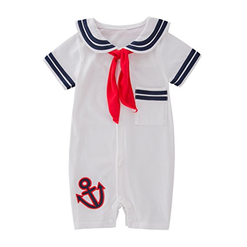 XM Nyan May's Baby Toddler Boys Sailor Stripe Romper Marine Navy Romper  Onesie Outfit