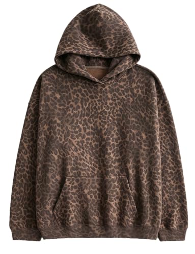 CITASHION Leopard Print Fleece Hoodie