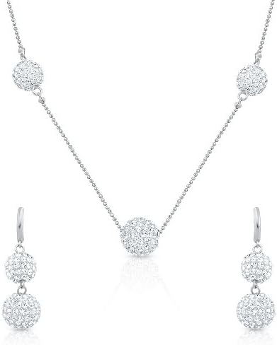 Rhodium Plated Necklace Set with Crystal Stone for Women NL2103105R