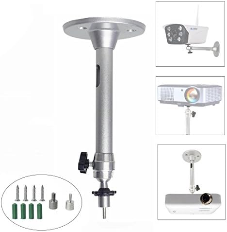 LANMI Universal Extending Ceiling Projector Mount,Hanger 360° Rotatable Head with Extendable Length 175mm/6.88in Height Adjustable Projection for Mini Projector CCTV DVR Camera, (Silver)