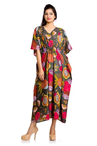Women Kaftan Dress Floral Indian Boho Maxi Gown One Size | Desertcart Gambia