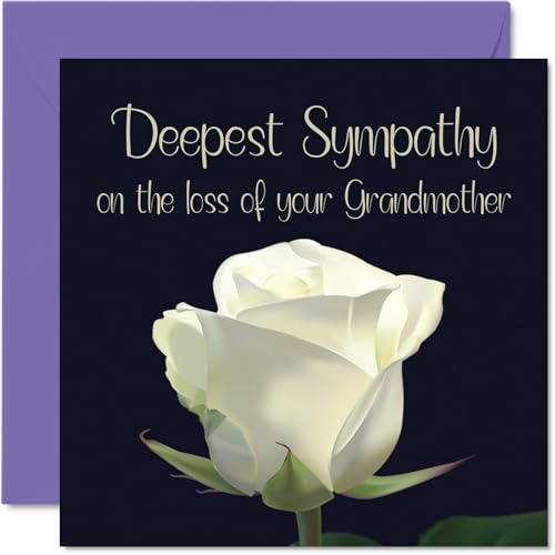 Stuff4 Sympathy Card - Deepest Sympathy on the loss of your Grandmother - Floral Snowdrops Condolences Card, Mourning Bereavement Cards for Adults, 145mm x 145mm Flowers Sympathy Greeting Cards