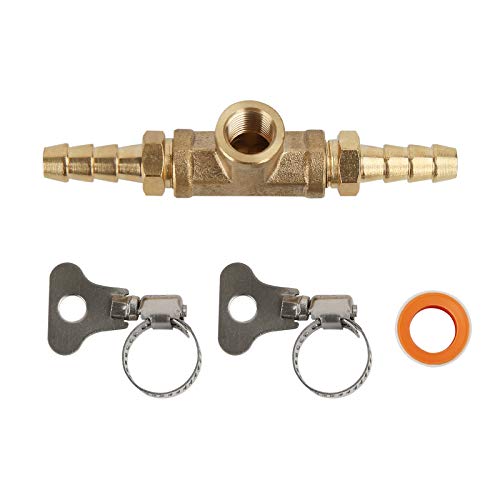 MEASUREMAN Fuel Line Fuel Pressure Adapter Brass TFitting, 1/8"NPT