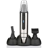 3 in 1 Nose Hair Trimmer - Waterproof Stainless Steel Nose Trimmer Beard and Eyebrow Clipper with LED Light by HLYOON