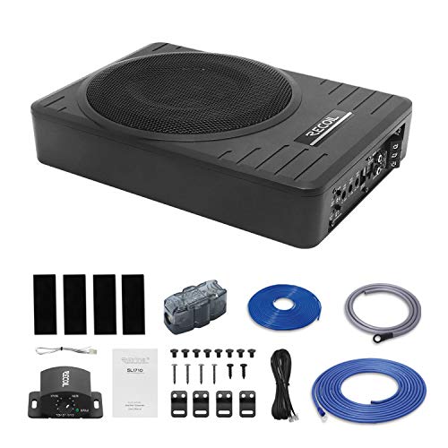 RECOIL SL1710 10" 300 Watt UnderSeat Slim Low Profile Active Powered Car Subwoofer with