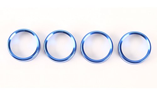 Aluminum Alloy Car Inner side Air Conditioner Switch Knob Ring Cover Trim For Ford F150 XLT 2016 2017 2018 (Blue)