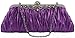Pulama® - Evening Handbag Classic Satin Detachable Strap Purple Clutch
