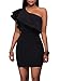 Cfanny Women's Sleeveless One Shoulder Ruffled Sexy Bodycon Party Club Dress