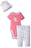 Gerber Baby Three-Piece Bodysuit, Cap, and Legging Set, Zebra, 3-6 Months