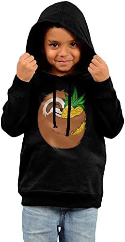 Pineapple Sloth Toddler Unisex Long Sleeve Pullover Hoodies Sweatshirt Black Size For Boys Girls