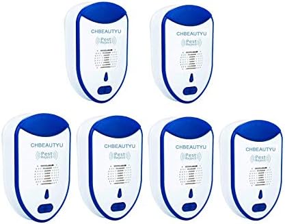 CHBeautyu Ultrasonic Pest Repeller, Pest Reject, Pest Control Non Toxic Humans Pets Safe Solution for Mosquitoes, Mice, Cockroaches, Rats, Bed Bugs, Spider(6 Pack) (ABS)