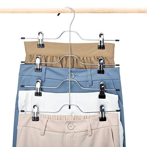 HOUSE DAY Skirt Hanger 4 Tier Shorts Hangers with Clips,3 Pack Space
