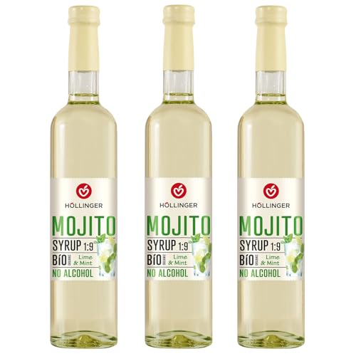 Höllinger Bio Cocktailsirup Mojito - Vegan, 3X500Ml Glas Flasche - Alkoholfreier Cocktail