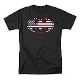 Superman Tees Men's Batman/American Flag Oval Tee
