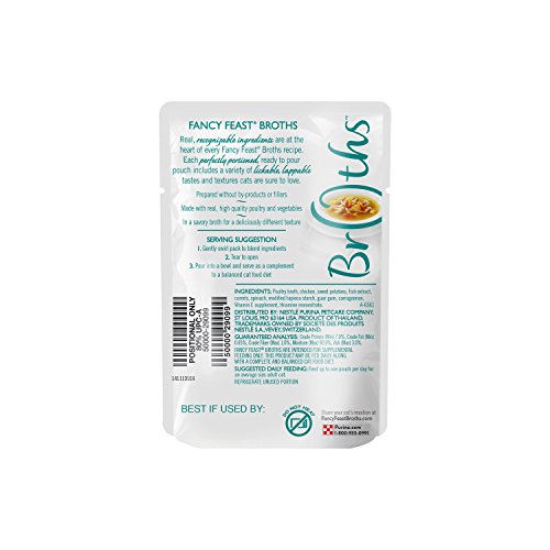 Purina Fancy Feast Lickable Wet Cat Food Broth Topper, Classic With Chicken and Vegetables - (Pack of 16) 1.4 oz. Pouches